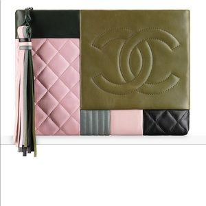 CHANEL patchwork lambskin clutch purse NIB NWT